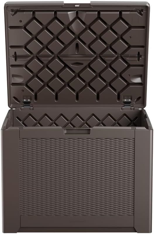 Rubbermaid Medium Resin Outdoor Storage Deck Box (74 Gal) Weather Resistant Brown Deck Organization for Home/Backyard/Pool Chemicals/Toys/Garden Tools/Porch/Patio Cushions - Image 4