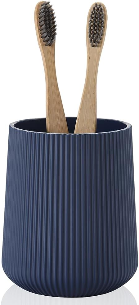Navy Blue Striped Toothbrush Holder by KellyHome