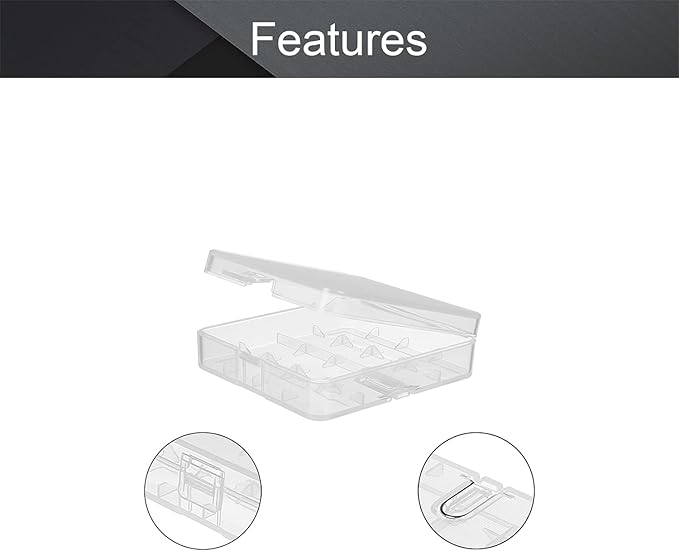 Fielect 4 x 18650 Battery Storage Case Holder Organizer Box Transparent - Image 3