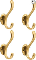 khtumeware 4 Pack Brushed Gold Coat Hooks Wall Mount Heavy Duty Utility Retro by khtumeware
