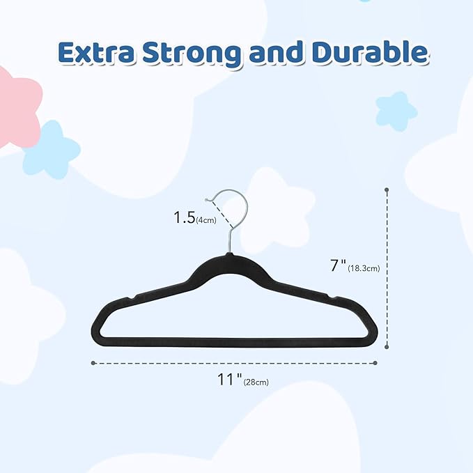 Smartor Premium 11 Inch Baby Hangers 50 Pack, Non Slip, Space Saving Felt - Image 7