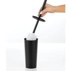 mDesign Metal Freestanding Slim Toilet Bowl Brush and Holder + Rectangle Narrow - Image 7