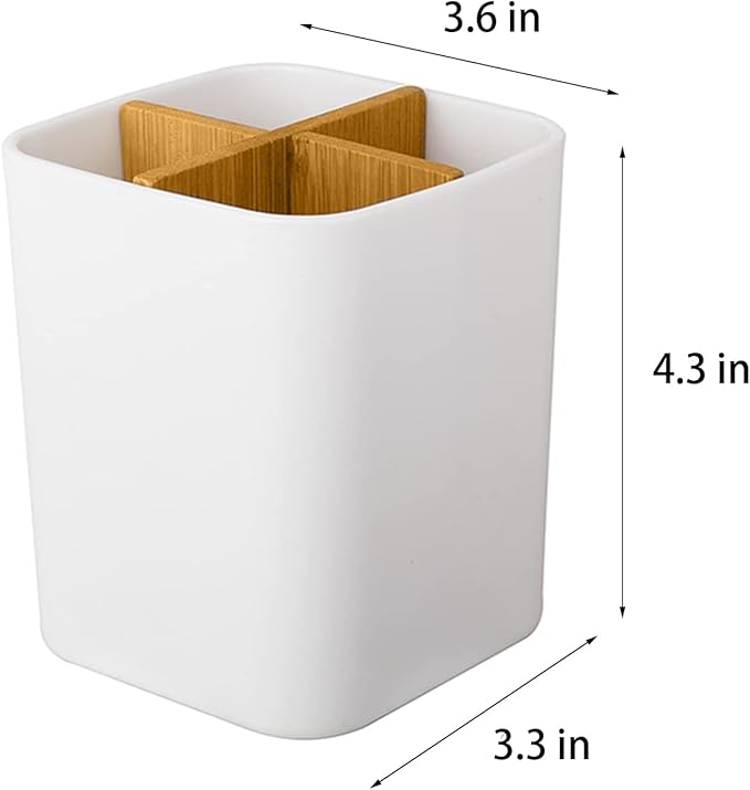 Bamboo Toothbrush Holder for Bathrooms, 4 Slots Toothbrush and Toothpaste - Image 6
