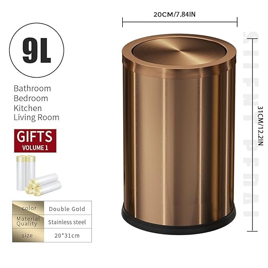 Antique Brass Bathroom Trash can - Image 8
