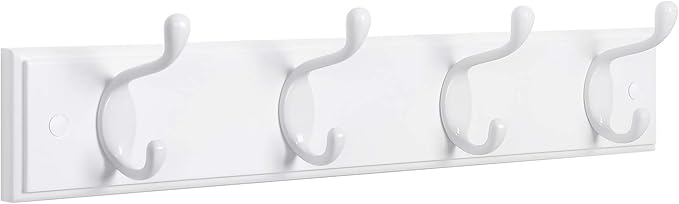 SONGMICS Wall-Mounted Coat Rack, Hook Rack, 4 Dual Metal Hooks, by SONGMICSbySONGMICSHOME