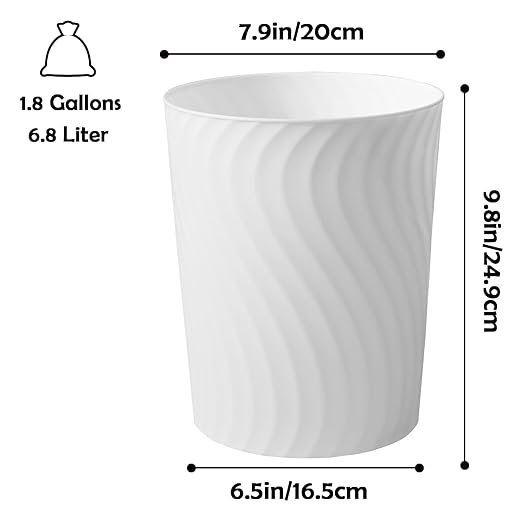 YGJT Small Trash Can, 3 Pack 1.8 Gallons Bathroom Trash Can, Slim Waste Basket - Image 2