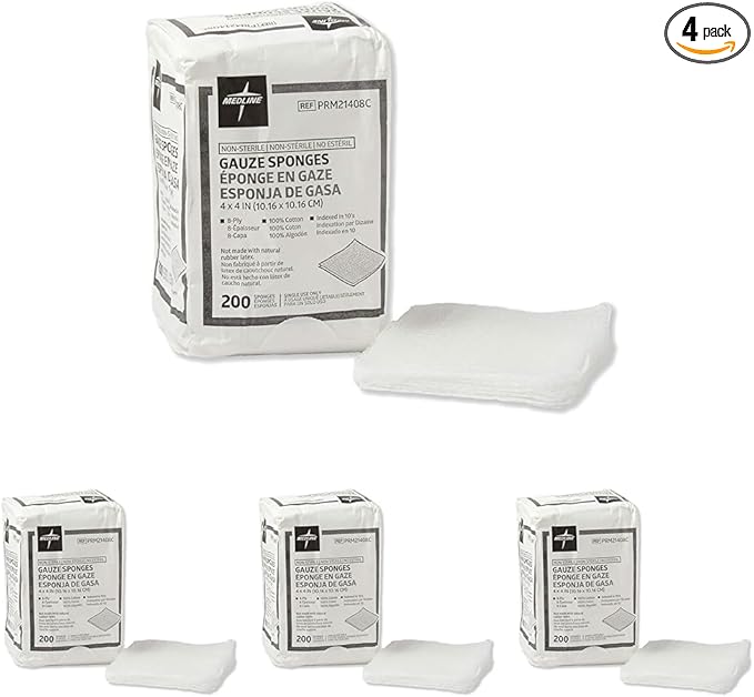 Medline Gauze Sponges, 4 x 4 inch, 100% Cotton by Medline