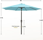 MEWAY 9ft Patio Umbrella Outdoor Table Umbrellas with Push Button Tilt and Crank, Market Umbrella 8 Sturdy Ribs for Deck, Garden, Pool and Backyard, Sky Blue - Image 7