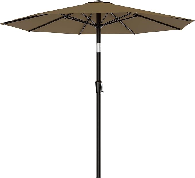 AreShark 9 FT Patio Umbrella for Outdoor, Outdoor Table Umbrella with Push Button Tilt and Crank, Outdoor Patio Umbrellas with 8 Sturdy Ribs for Market, Garden, Pool (Khaki) by Unknown