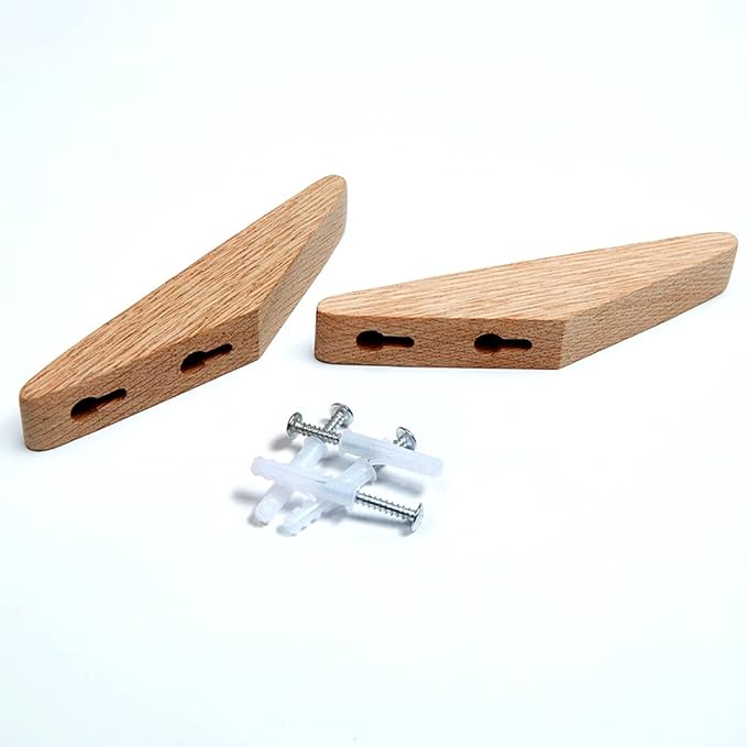 Pack 6 Wood Wall Hooks, Oak Coat Hooks Minimalist Design Heavy Duty Robe Hook - Image 6