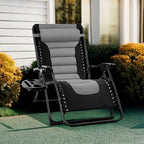 Best Choice Products Oversized Padded Zero Gravity Chair, Folding Outdoor Patio Recliner, XL Anti Gravity Lounger for Backyard w/Headrest, Cup Holder, Side Tray, Polyester Mesh - Gray - Image 2