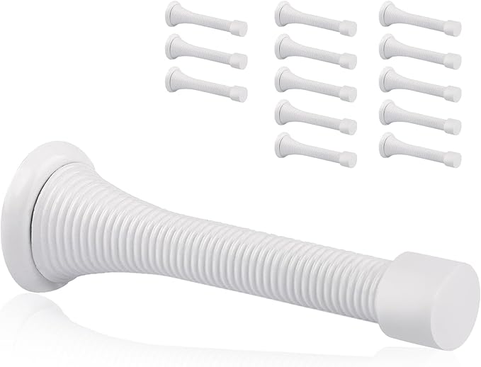 14 Pack Spring Door Stopper White- 3-1/4" Flexible Spring Door Stops by KOVOSCH