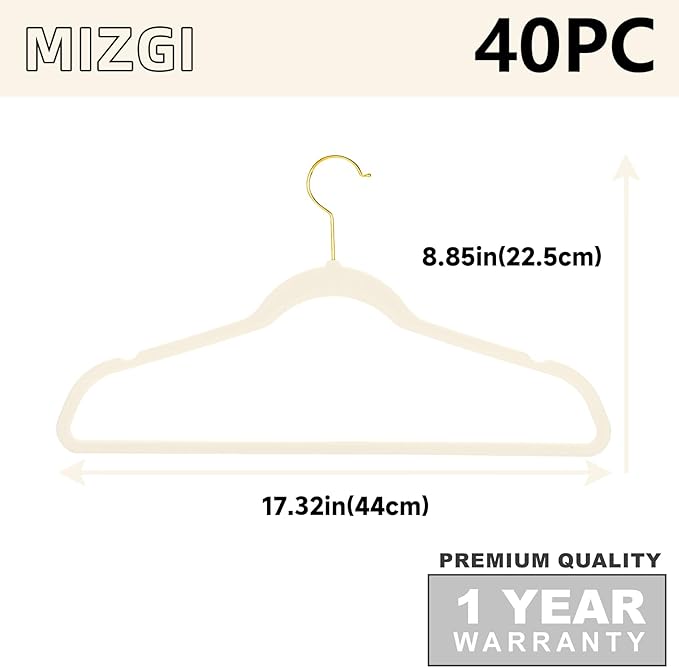 MIZGI Premium Velvet Hangers Pack 40 Pcs Heavy Duty - Image 5