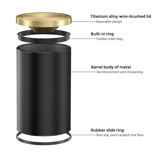 9L/2.4GAL Black Bathroom Trash Can, Garbage cans - Image 5