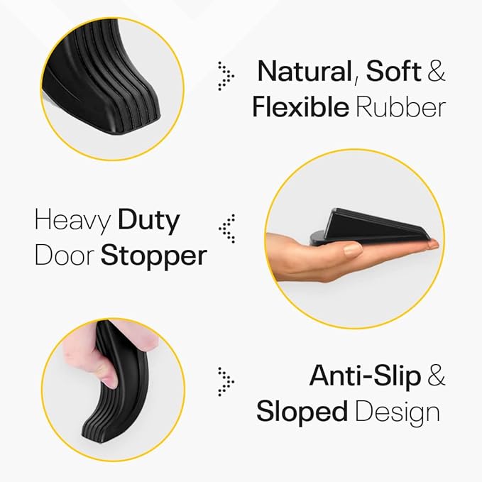 Door Stoppers for Bottom of Door – Rubber Door Stopper Wedge – Pack of 2 – Door - Image 8