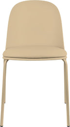2xhome Parent Modern Stackable Armless Dining Chair | Plastic Shell Seat with Metal Legs | Indoor or Outdoor Use | Home Kitchen Patio (4, Beige, Padded Seat) - Image 4