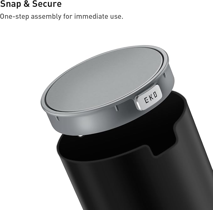 EKO Mini Desk Trash Can with Swing-Top Lid 0.4 Gallon Small Table Round - Image 7