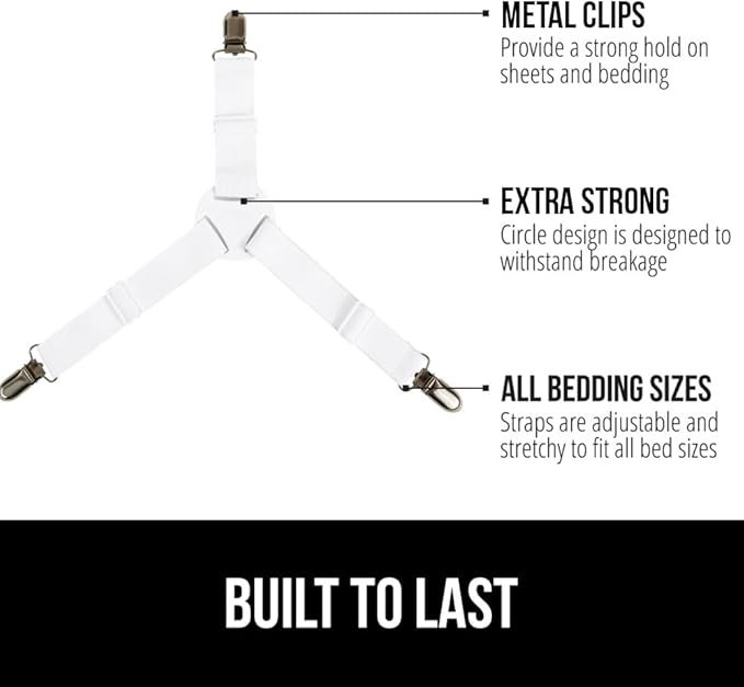 GORILLA GRIP Patent Pending Bed Sheet Holders, Adjustable Elastic Fasteners - Image 3