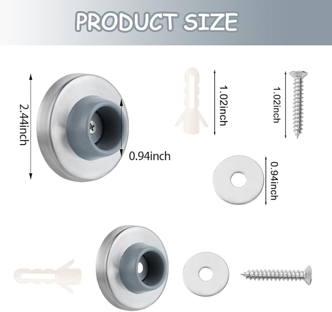 6pcs Concave Wall Door Stopper Bumper Door Stop Wall Mount Protector Stainless - Image 5