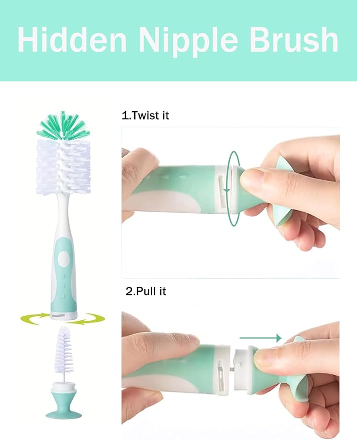 Baby Bottle Brush, 5 in 1 Bottle Cleaner Brush Set - Image 4