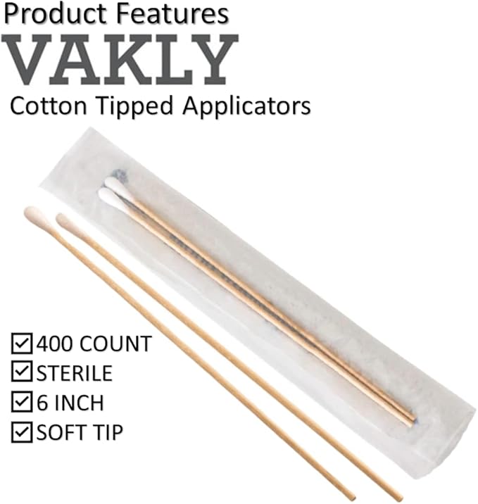 400 Sterile Cotton Tipped Applicators 6’’ - Image 2