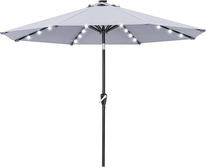 ABCCANOPY 10FT Durable Solar Led Patio Umbrellas with 32LED Lights (Gray) by ABCCANOPY