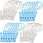 24 Pack ClothesPins with Plastic Rope, Clothesline Drying Clothing Clips by Foshine