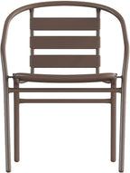 Flash Furniture Lila Metal Restaurant Stack Chairs with Metal Slats, Set of 4, Bronze - Image 8