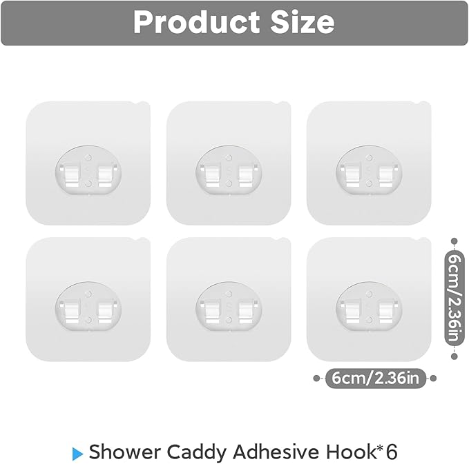 Lsnisni 6 Pack Shower Caddy Adhesive Replacement, Strong Adhesive Hooks - Image 2