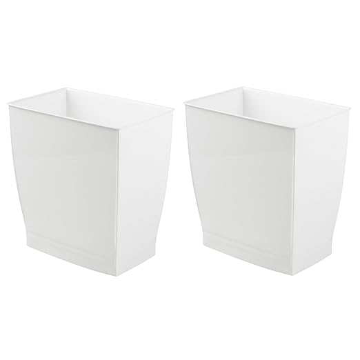 iDesign Small Plastic Bathroom Trash Can, Slim Rectangle Garbage Bin by iDesign