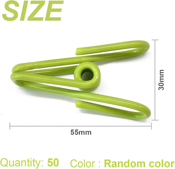 50 Pack Steel Wire Clip Utility Clips Colorful Vinyl-Coated Windproof Clothespin - Image 2