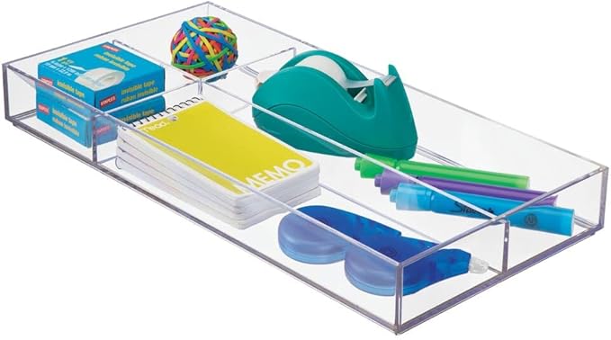 mDesign Plastic Stackable Office Divided Storage Drawer Organizer Tray by mDesign