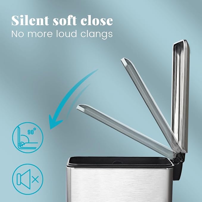 8 Gallon Trash Can, Stainless Steel Kitchen Trash Can - Image 6