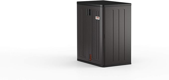 Suncast Heavy-Duty Resin Outdoor Storage Cabinet, 30" W x 20.25" D x 36" H Dark Grey Base Garage Storage Cabinet with Lockable Doors and Metal Reinforced Shelves, Made in The USA - Image 21