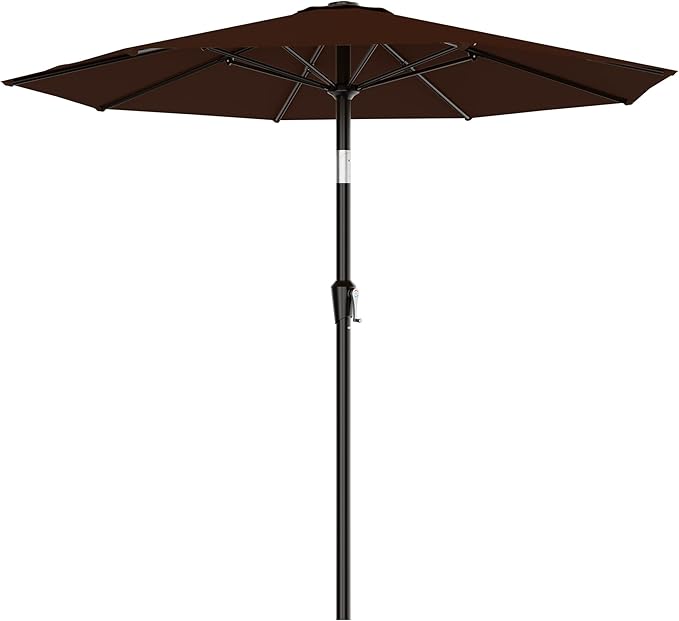 AreShark 9 FT Patio Umbrella for Outdoor, Outdoor Table Umbrella with Push Button Tilt and Crank, Outdoor Patio Umbrellas with 8 Sturdy Ribs for Market, Garden, Pool (Brown) by Unknown