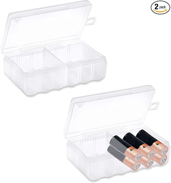 2Pcs Small Battery Case AA Holder Clear Travel Storage Box Organizer Compact by Unknown