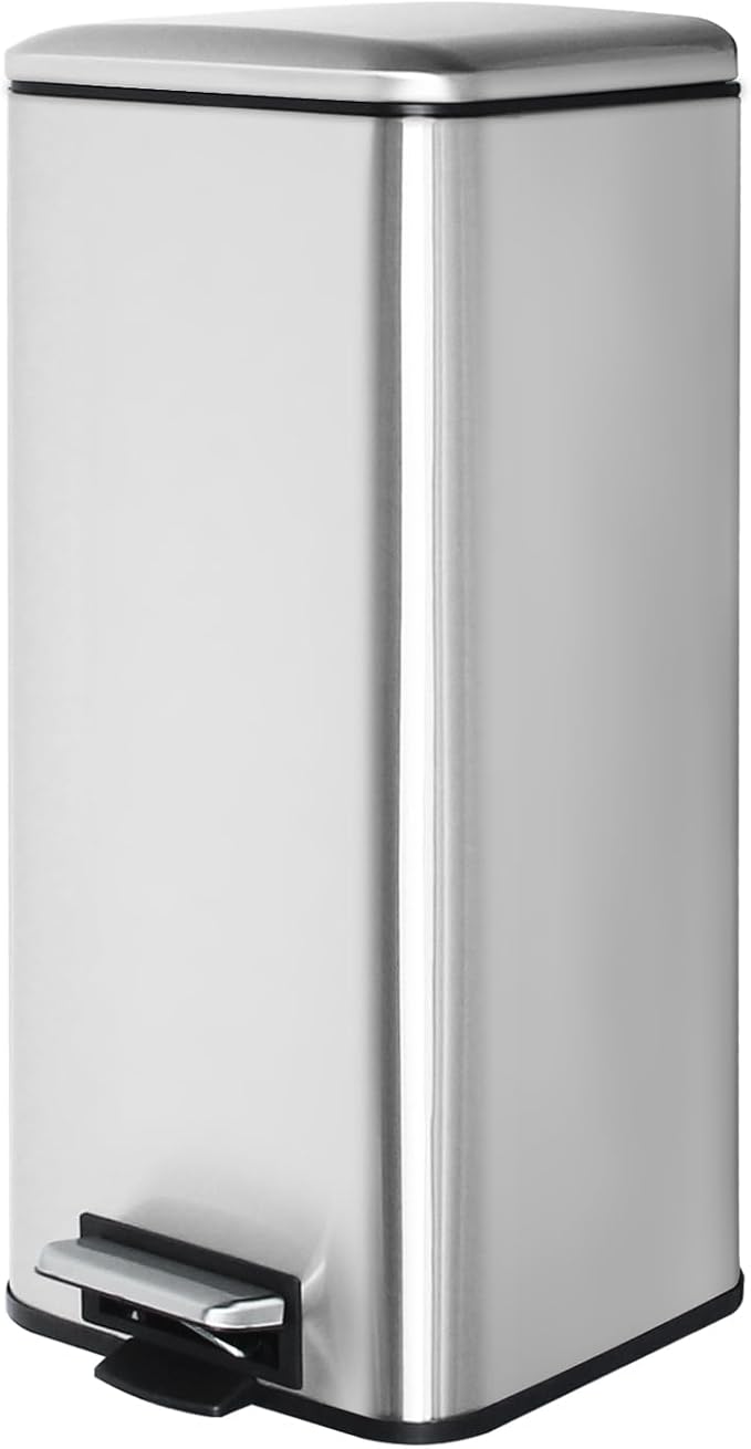 8 Gallon SquareTrash Can with Soft Close Lid, Stainless Steel Trash Can with by JM%C2%B7YIPENG