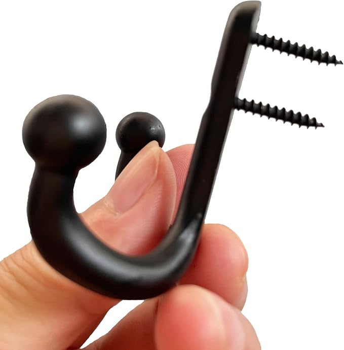 5 Pack Coat Hooks Wall Mounted Black Rustic Jacket Hooks Heavy Duty Double - Image 5