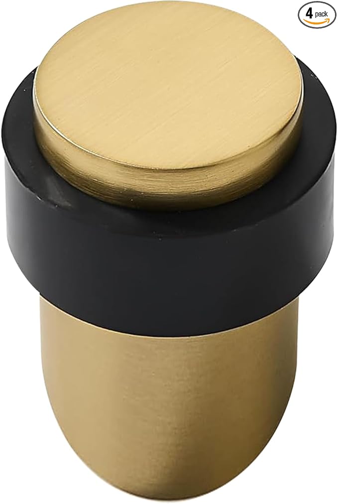 KHTUMEWARE 4 Pack 2-1/2 in Floor Door Stopper, Satin Brass Door Stop, Wall by khtumeware