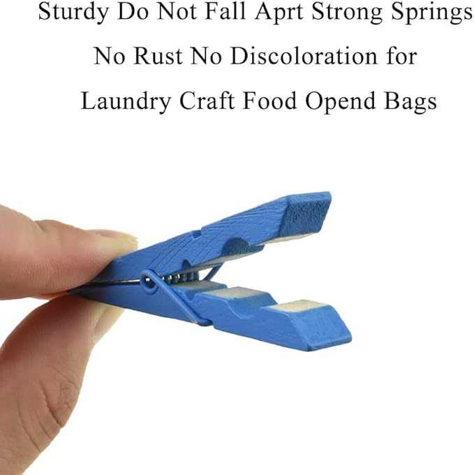 HAHIYO Blue Wooden Clothes Pins Clothespins Small Aviod Fall Apart 2.87 Inches - Image 5