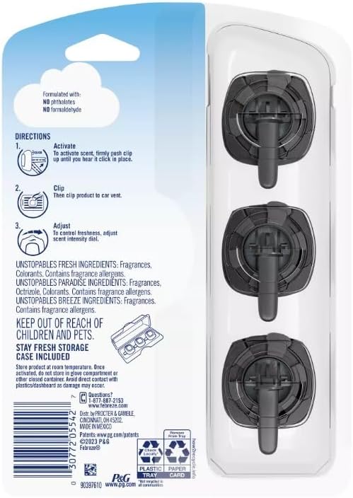 Febreze Car Air Freshener Vent Clips, Car Freshener, Unstopables Scents Variety - Image 2