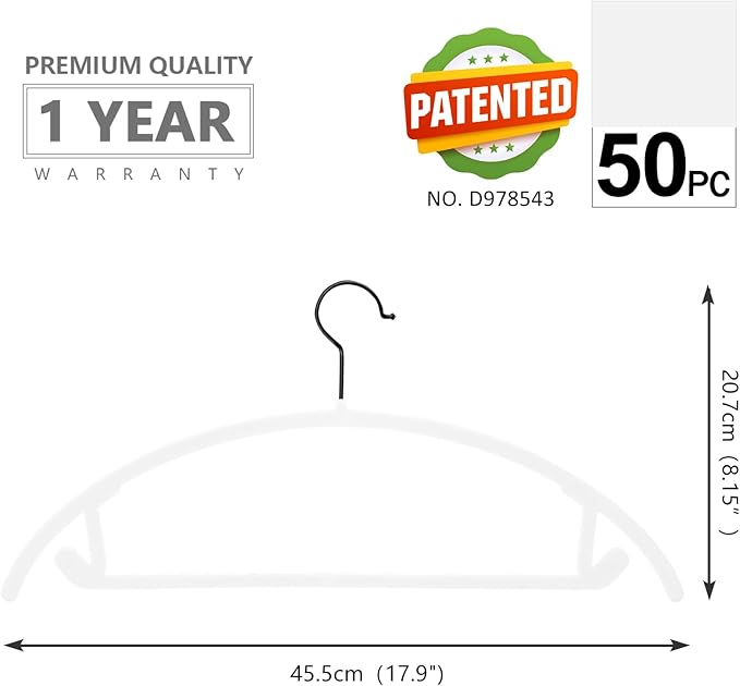 MIZGI Premium Velvet Hangers 50 Pack Heavyduty- Non Slip No Shoulder Bump Suit - Image 2