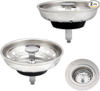 2 Pack - Kitchen Sink Strainer and Stopper Combo Basket Replacement by ZHUOMINPIPINGSANITARYWARE