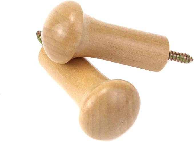 KUMGROT 10pcs Coat Wall Hooks Wood Mushroom Heavy Duty Robe Decorative Wall - Image 3