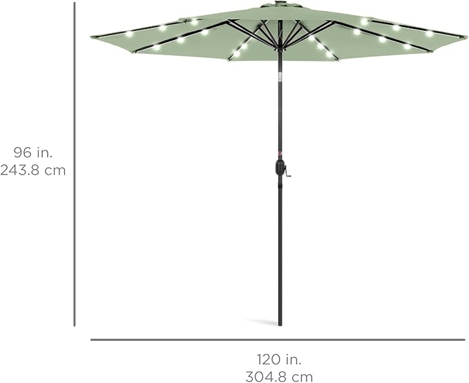 Best Choice Products 10ft Solar Polyester LED Lighted Patio Umbrella w/Tilt Adjustment and UV-Resistant Fabric - Image 7