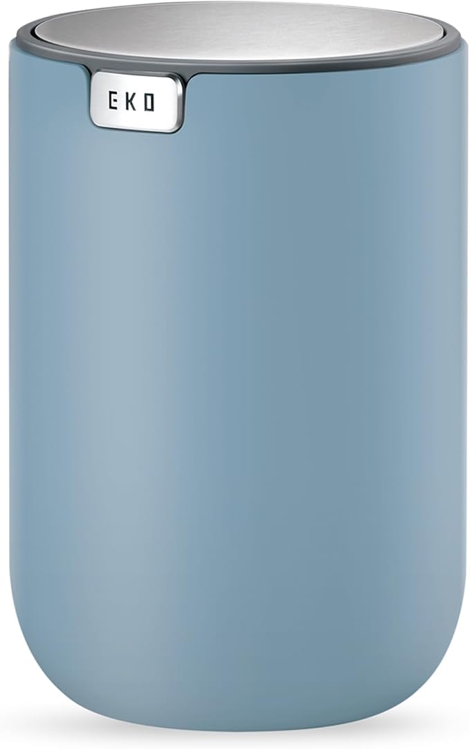 EKO Mini Desk Trash Can with Swing-Top Lid 0.4 Gallon Small Table Round by EKO