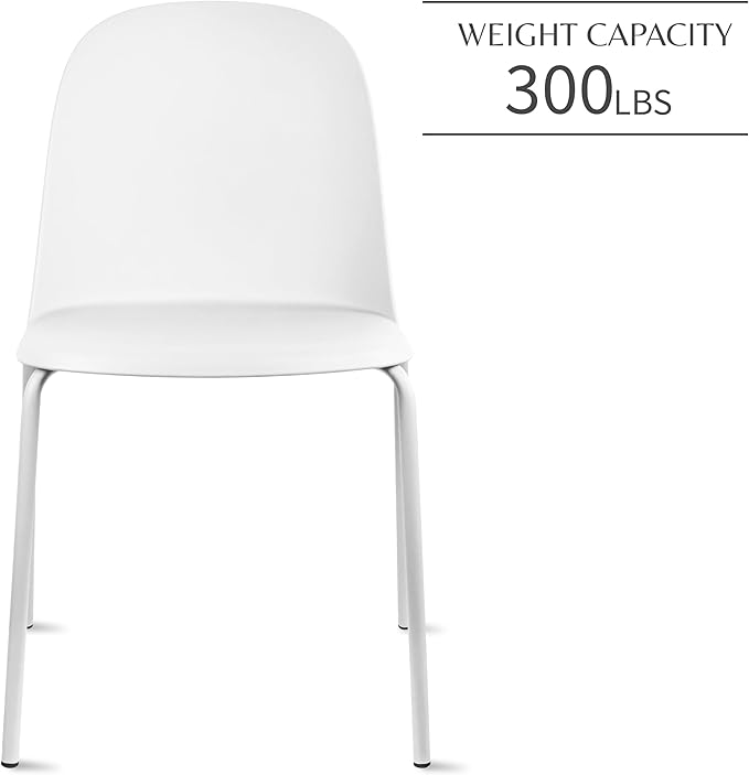 2xhome Modern Stackable Armless Dining Chair | Plastic Shell Seat with Metal Legs | Indoor or Outdoor Use | Home Kitchen Patio (1, White, No Padding) - Image 4