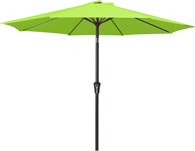 MEWAY 9ft Patio Umbrella Outdoor Table Umbrellas with Push Button Tilt and Crank, Market Umbrella 8 Sturdy Ribs for Deck, Garden, Pool and Backyard, Apple Green by MEWAY