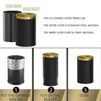Brushed Brass Garbage can, Bathroom Trash can - Image 5