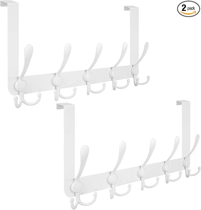 TICONN Over The Door Hooks, 5 Heavy Duty Tri Coat Rack All Metal Coat Hanger by TICONN